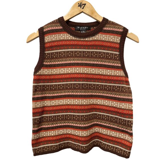 Vintage 80s Rafael Sport Knit Sweater Vest Size Medium Preppy Cozy Deadstock NEW - Picture 1 of 6